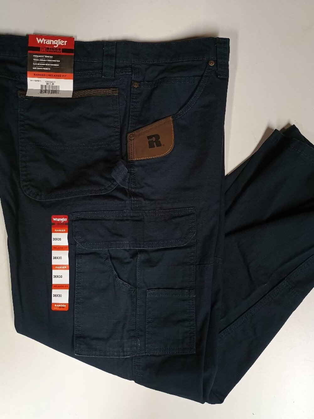 Wrangler Riggs Workwear Pants Men's 38x30 Navy Ripstop Canvas 103W060NY